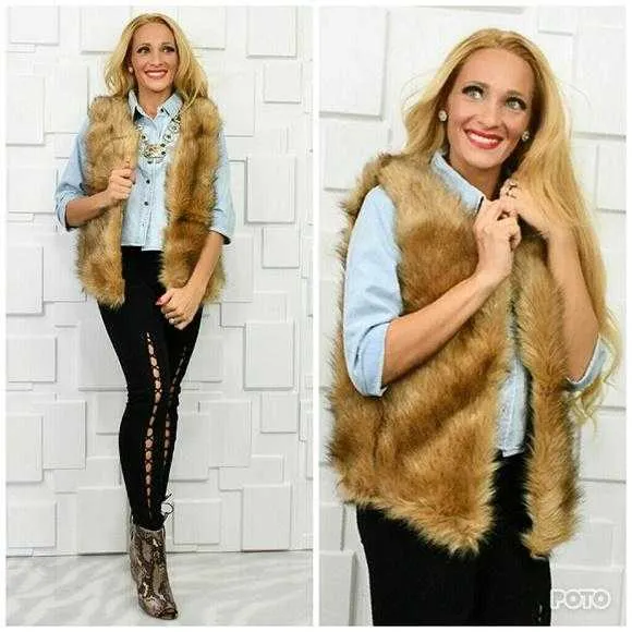 Faux fur vest - brown