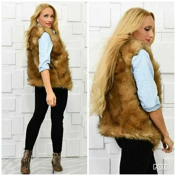 Faux fur vest - brown