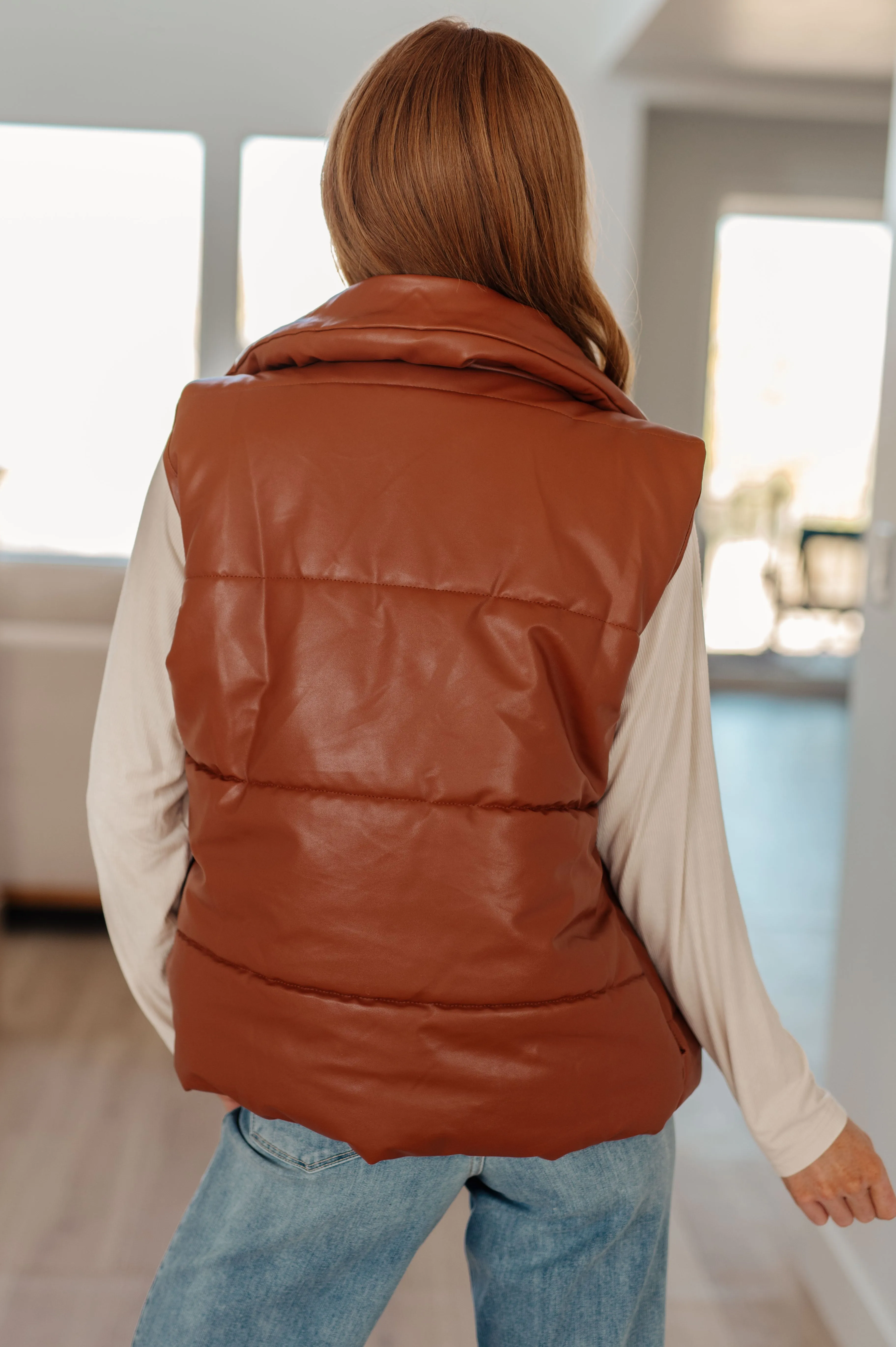 Faux Leather Puffer Vest - Shop Now!