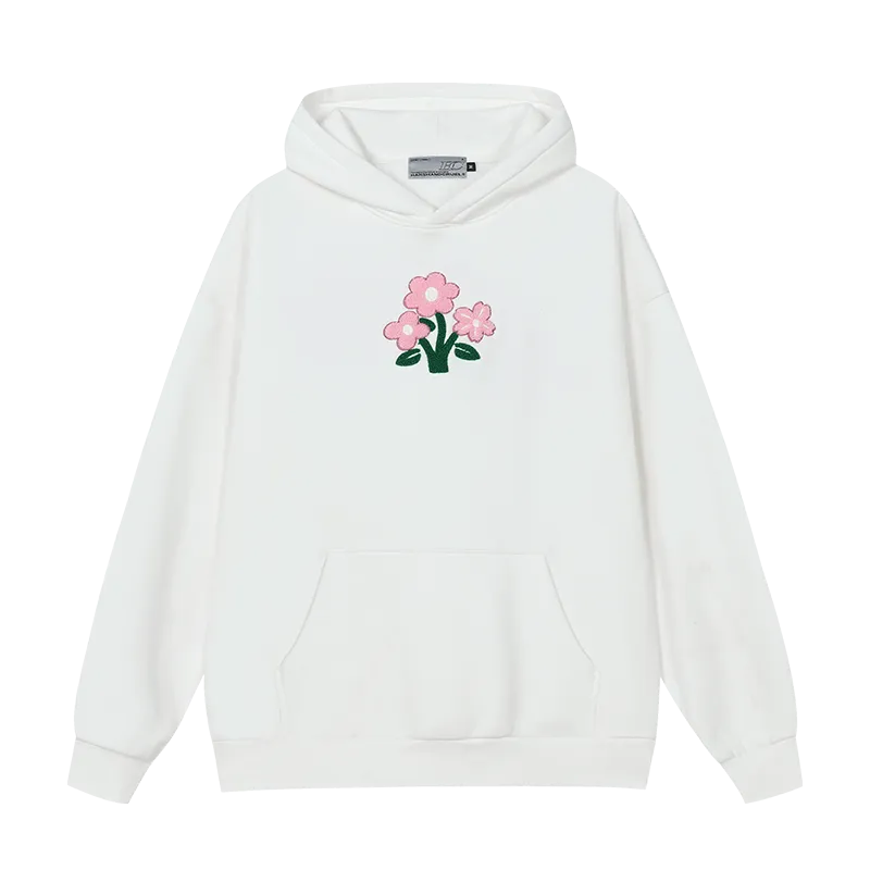 Floral Knit Hooded Pullover Sweater