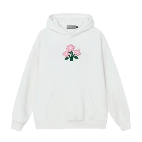 Floral Knit Hooded Pullover Sweater