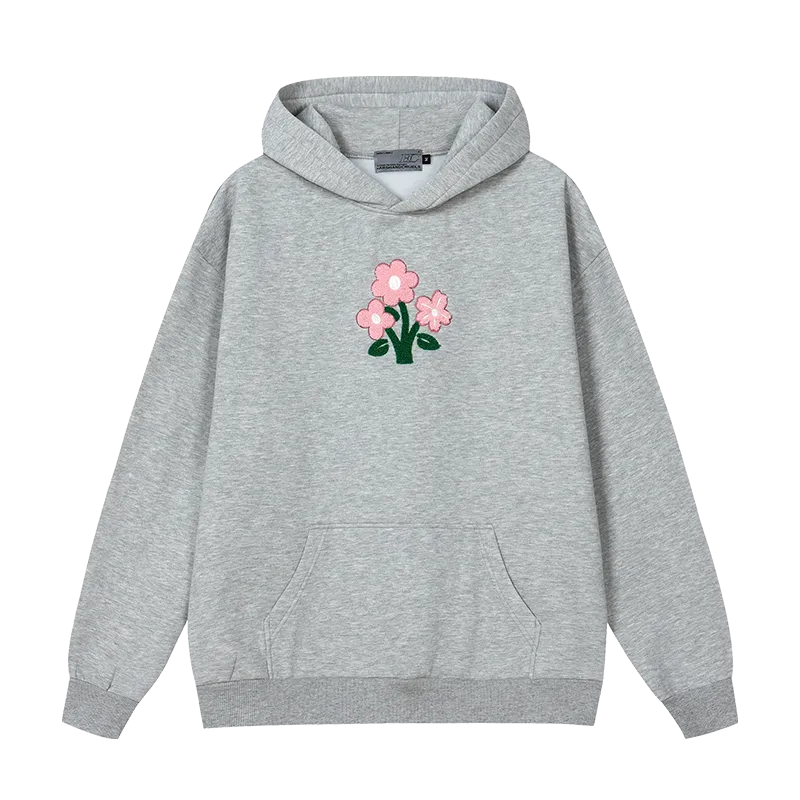 Floral Knit Hooded Pullover Sweater