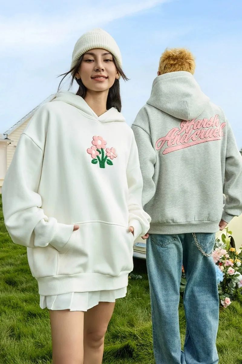 Floral Knit Hooded Pullover Sweater