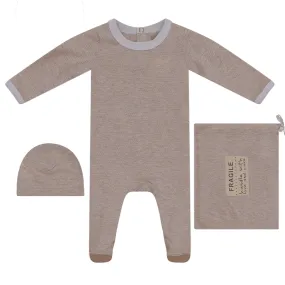 Fragile Beige Baby Stretchie and Beanie