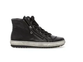 GABOR Zip High Top Trainers in Black Leather