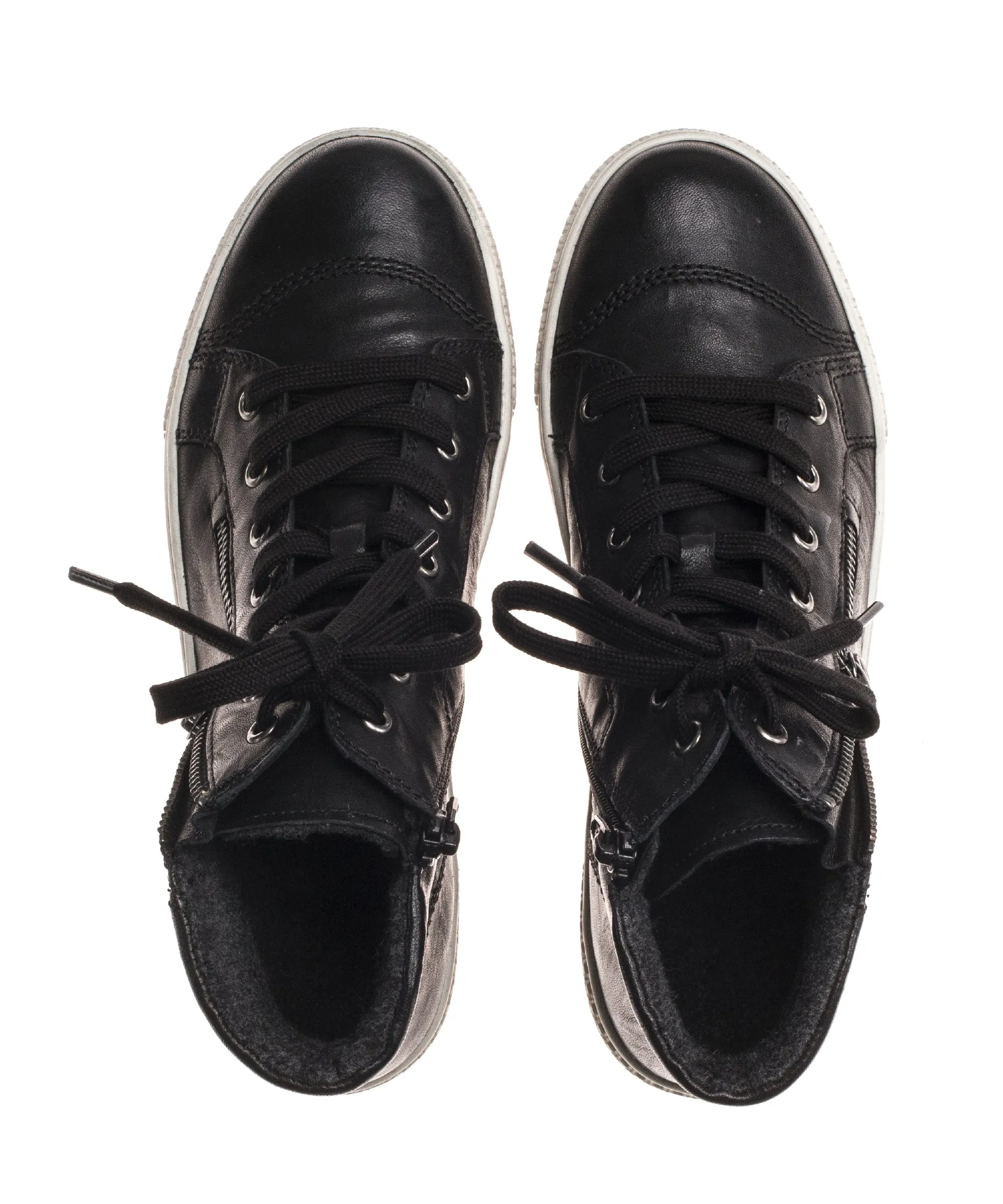 GABOR Zip High Top Trainers in Black Leather