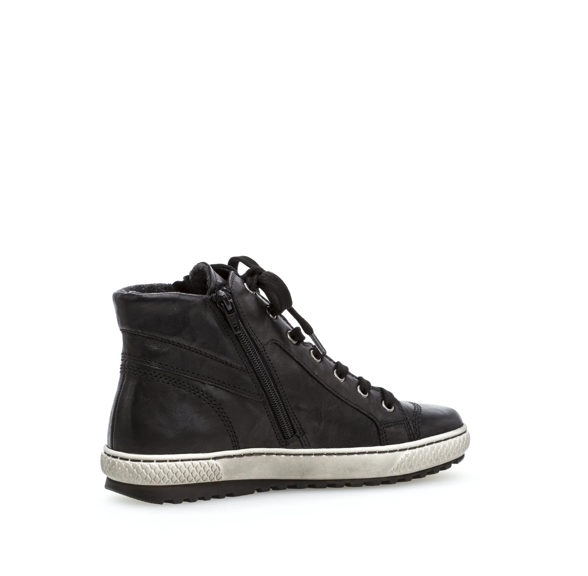 GABOR Zip High Top Trainers in Black Leather