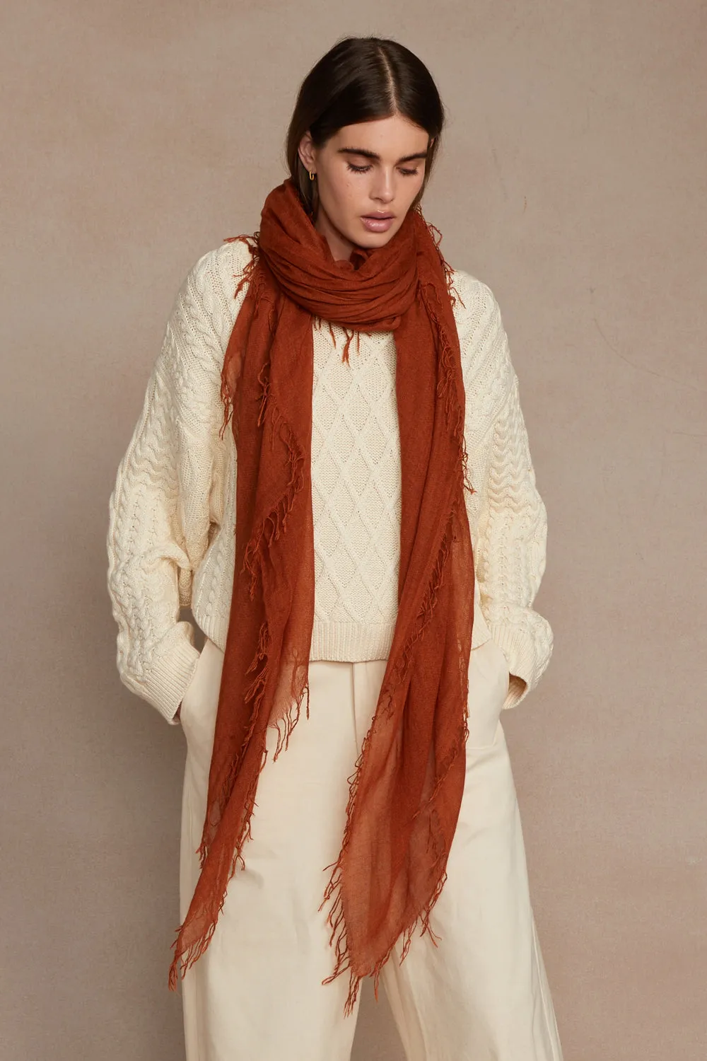 Gingerbread Cashmere Silk Scarf