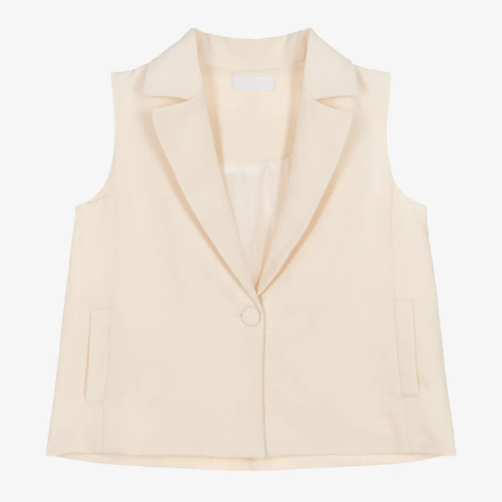 Girls Ivory Twill Waistcoat 