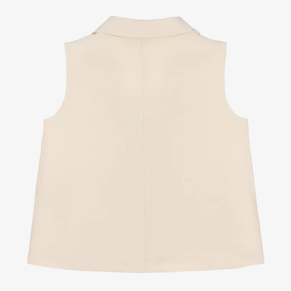 Girls Ivory Twill Waistcoat 