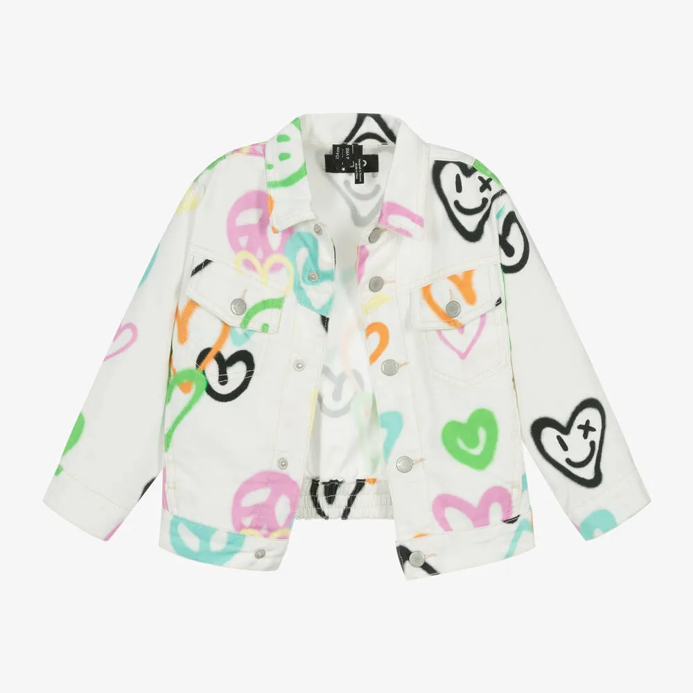 Girls White Denim Jacket