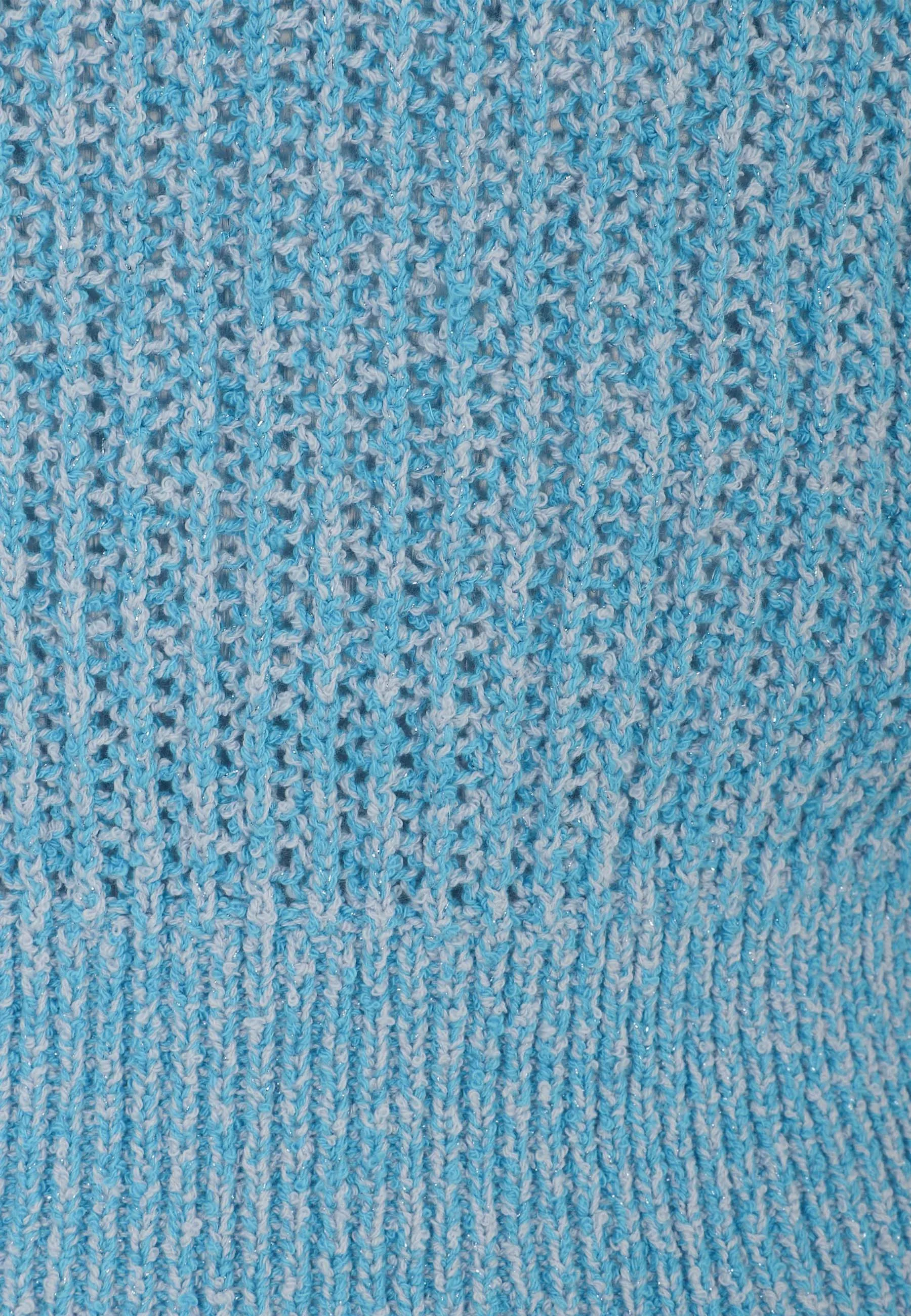 Glitter Yarn Half Sleeve Sweater - blue