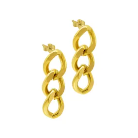 Gold Water Resistant Curb Chain Earrings