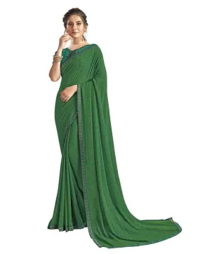 Green Printed Saree