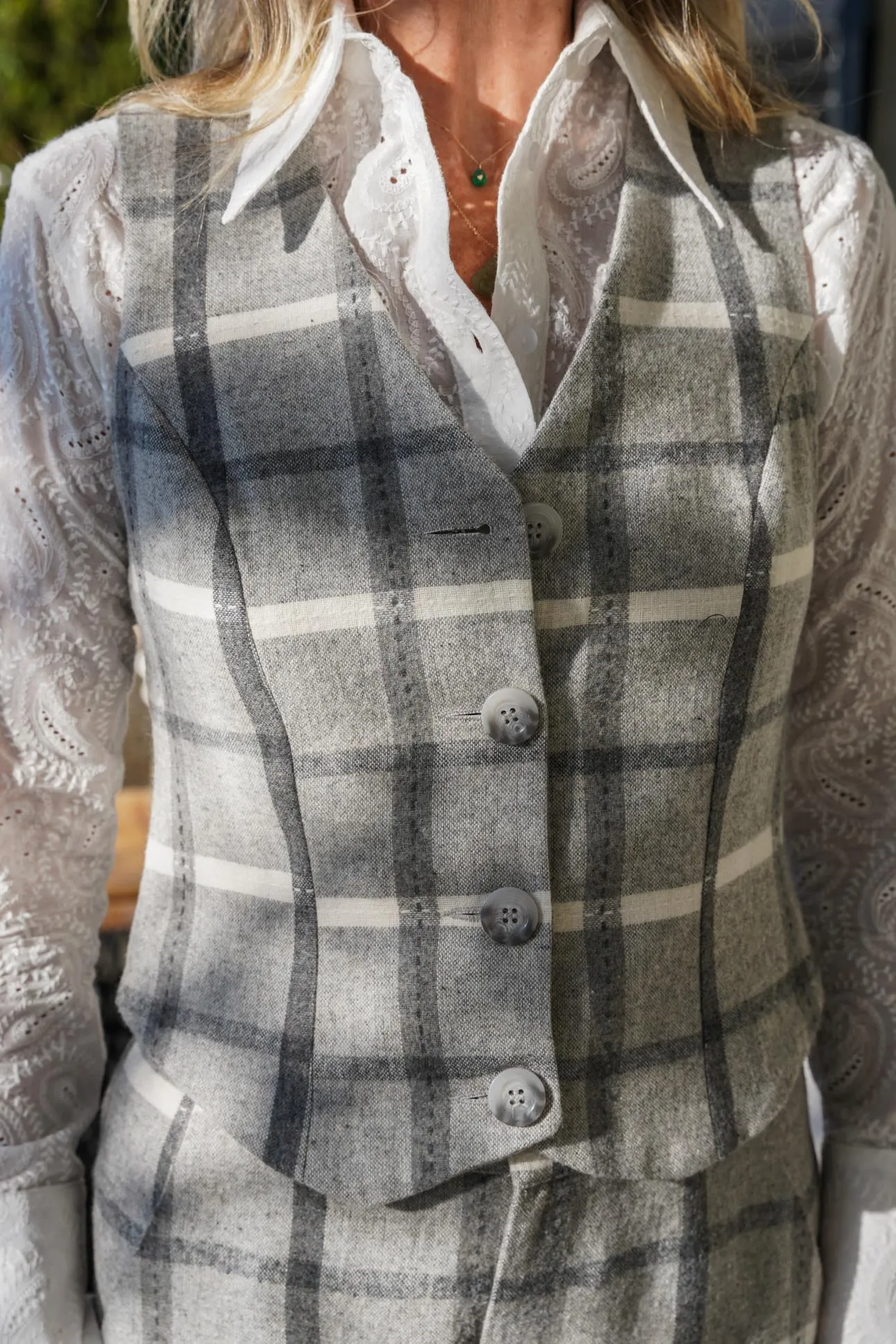 Grey Check Waistcoat