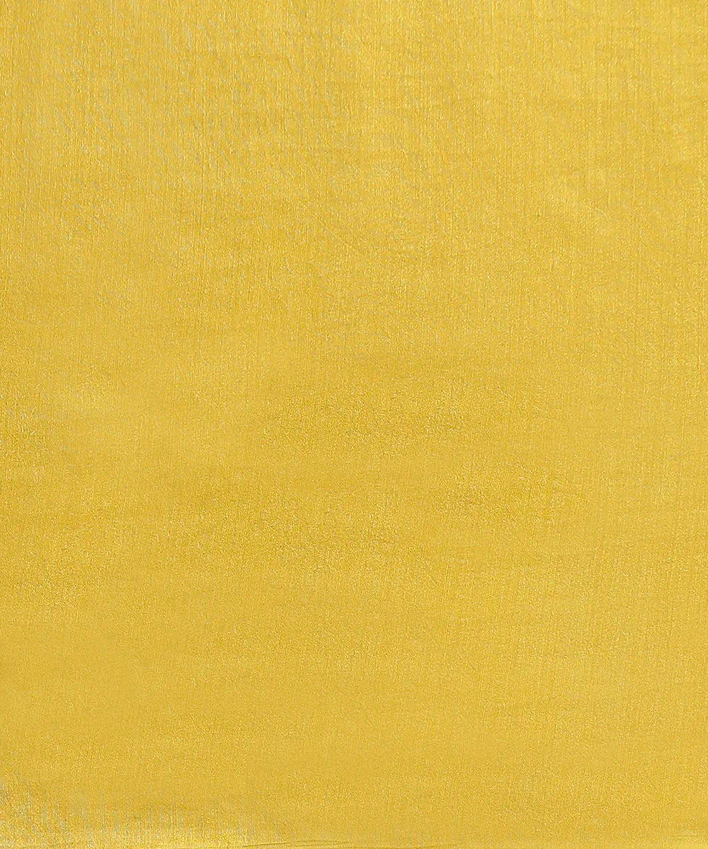 Handloom Yellow Moonga Silk Saree With Hand Embroidered Border