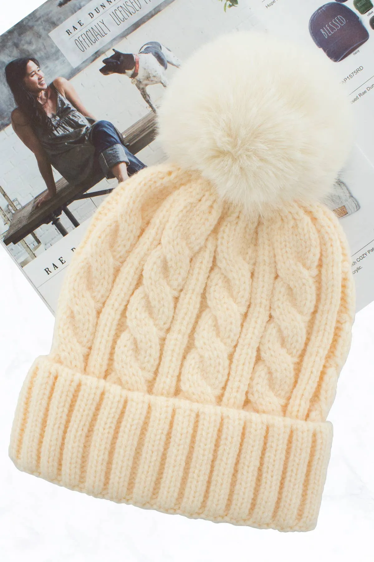 Handmade Winter Hat with Furry Pom-pom