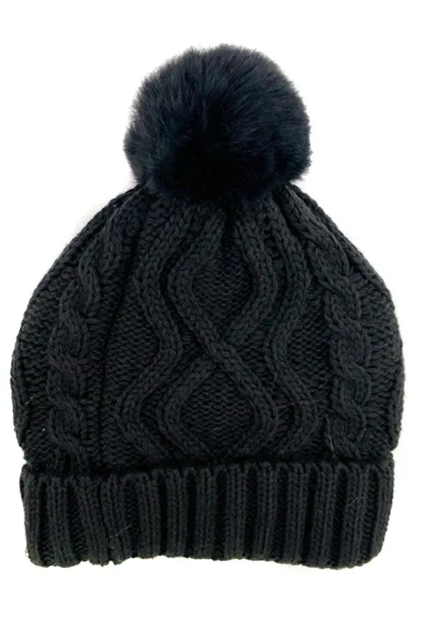 Handmade Winter Hat with Furry Pom-pom