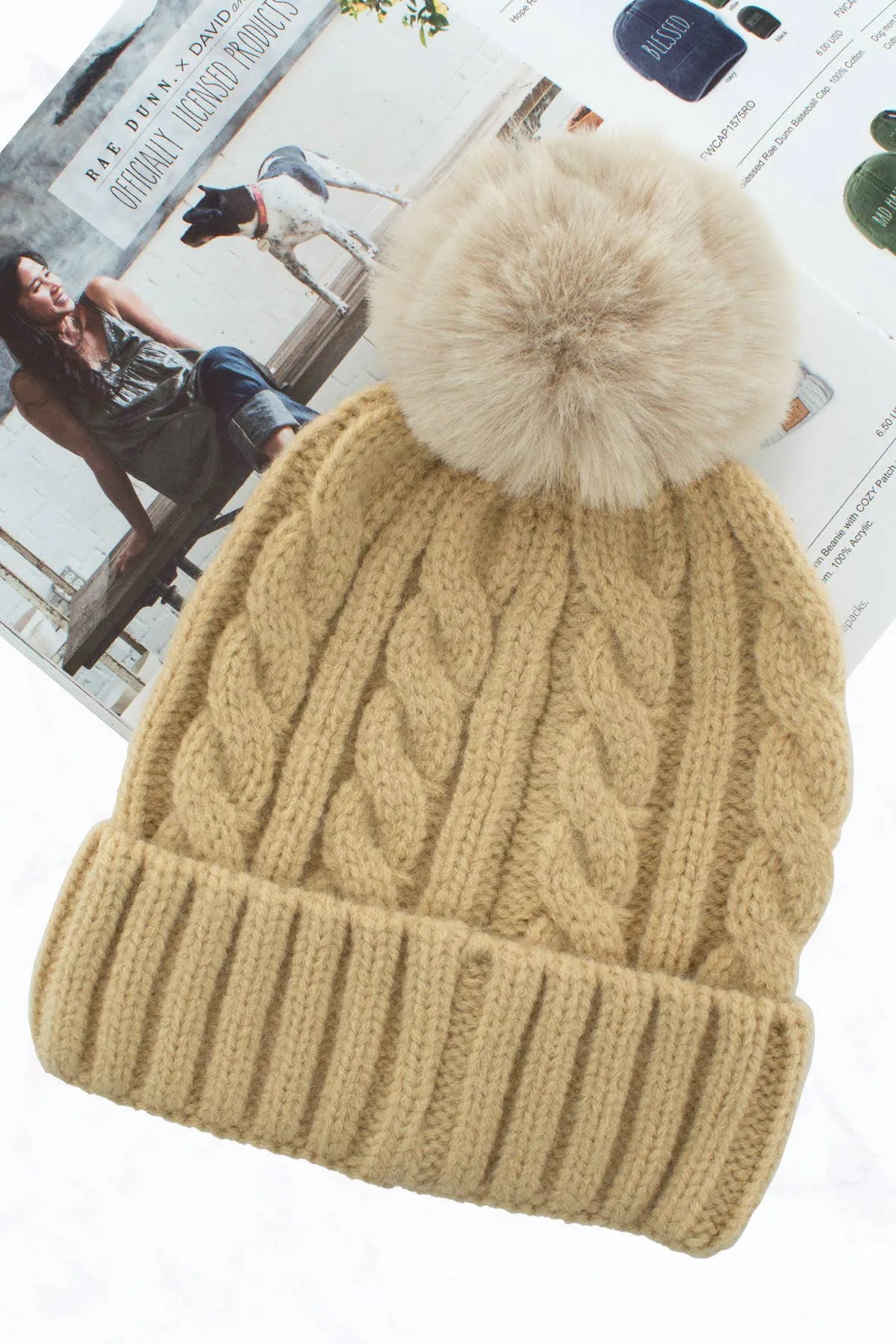 Handmade Winter Hat with Furry Pom-pom