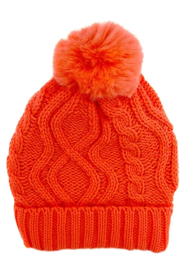 Handmade Winter Hat with Furry Pom-pom