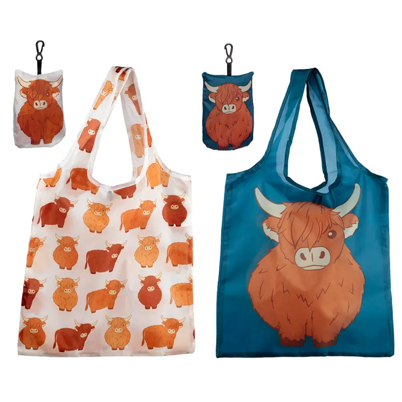 Handy Foldable Shopping Bag - Highland Coo Cow FBAG14