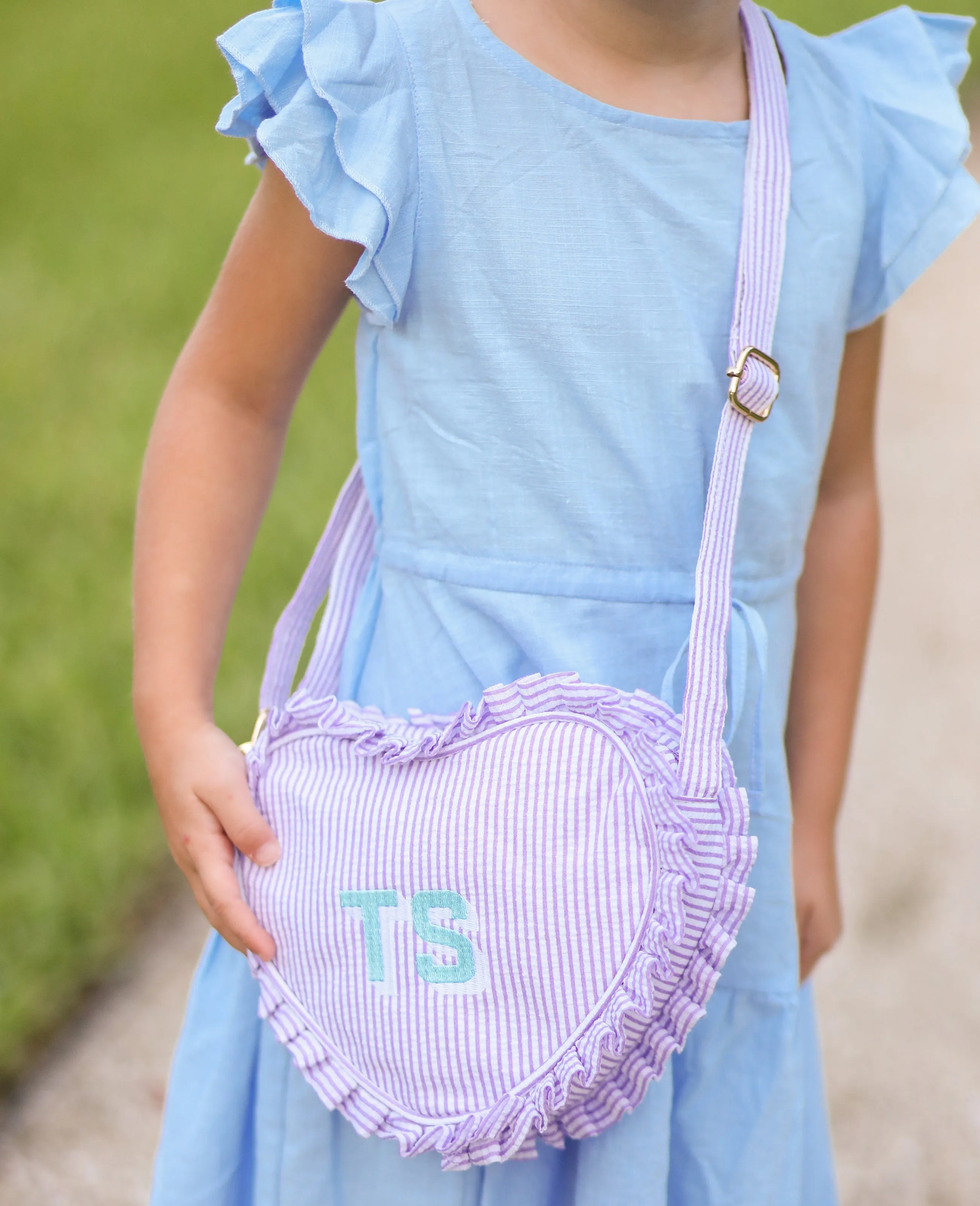 Heart Purse - Seersucker Lavender