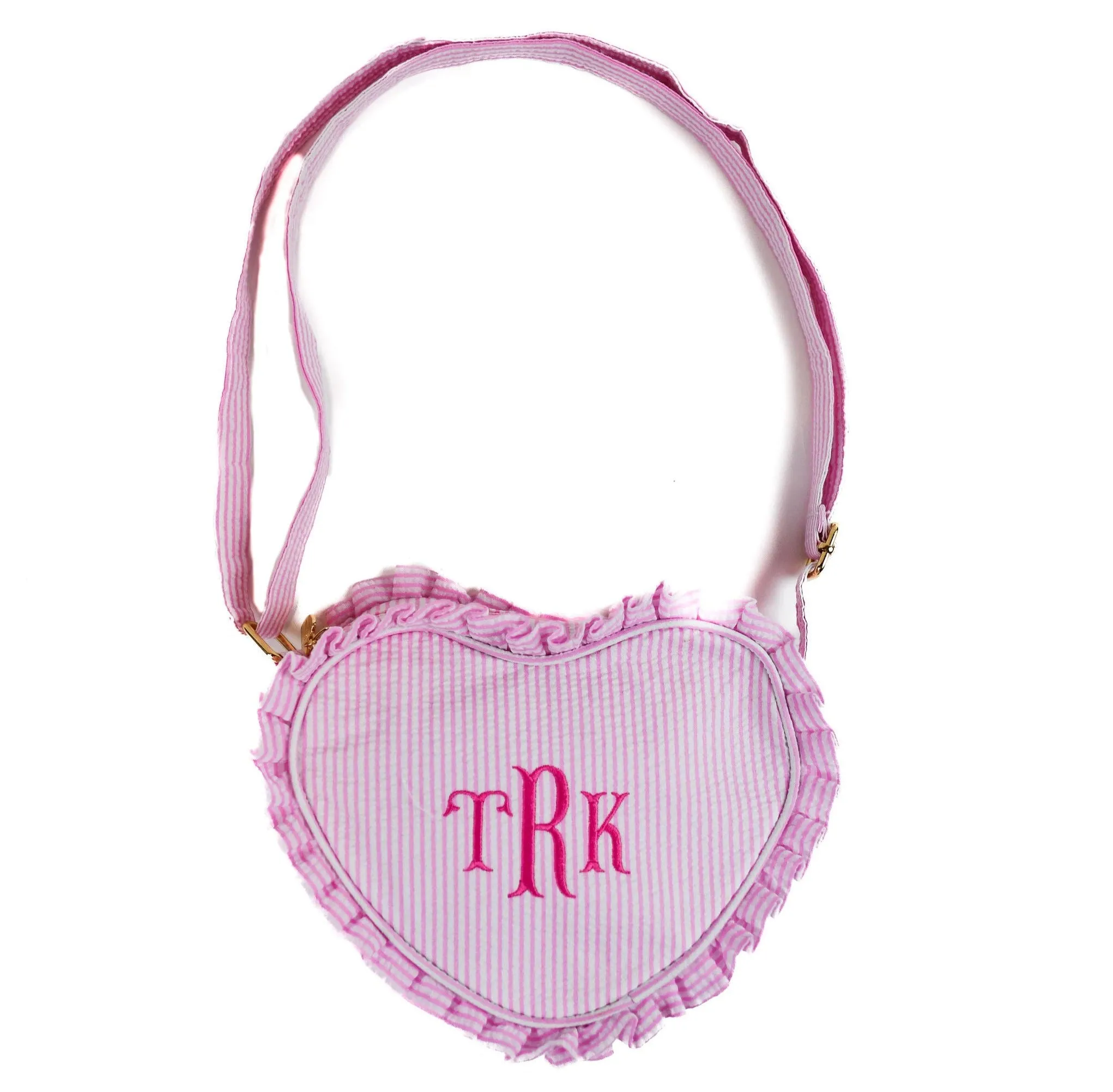 Heart Purse - Seersucker Pink