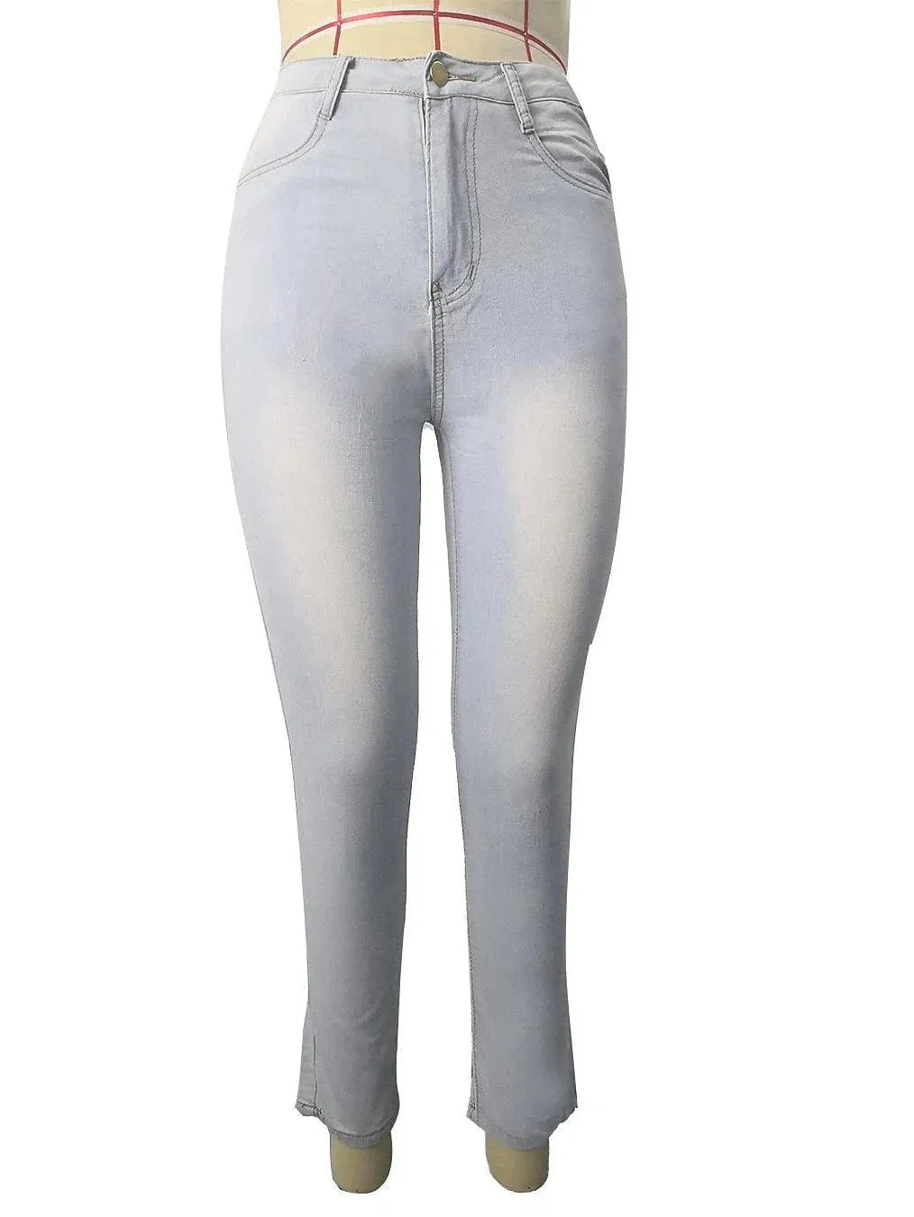 High waist fleece-lined women's denim jeans, regular fit, multiple colors.