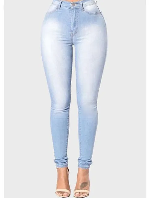 High waist fleece-lined women's denim jeans, regular fit, multiple colors.