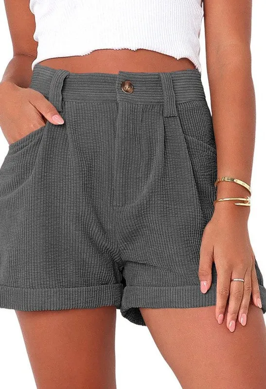 High waisted corduroy shorts - Shop now!