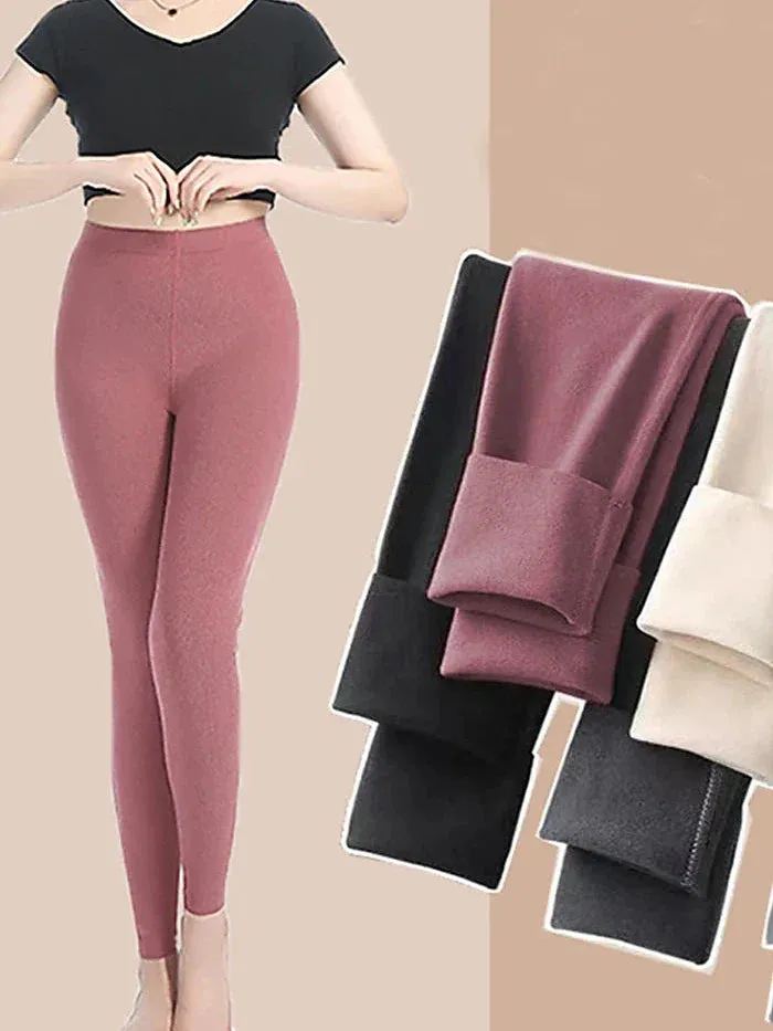 High Waisted Leggings with Fleece Lining and Tummy Control for Women