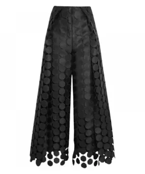 High Waisted Wide Leg Polka Dot Trousers - Result: Trendy Polka Dot Wide Leg Pants