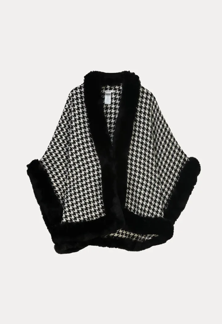 Houndstooth Fur Winter Poncho