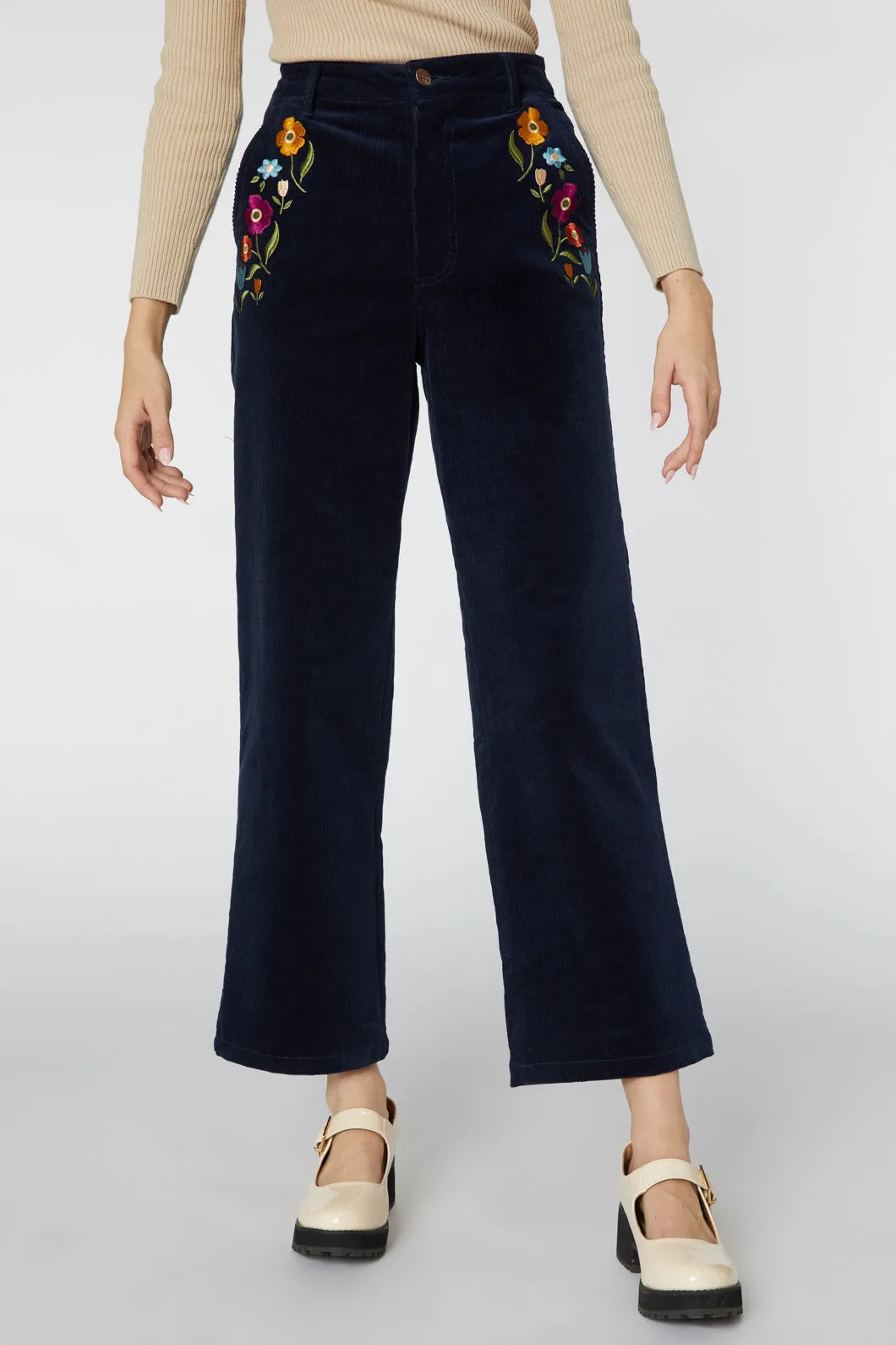 Ingrid Embroidered Corduroy Jeans