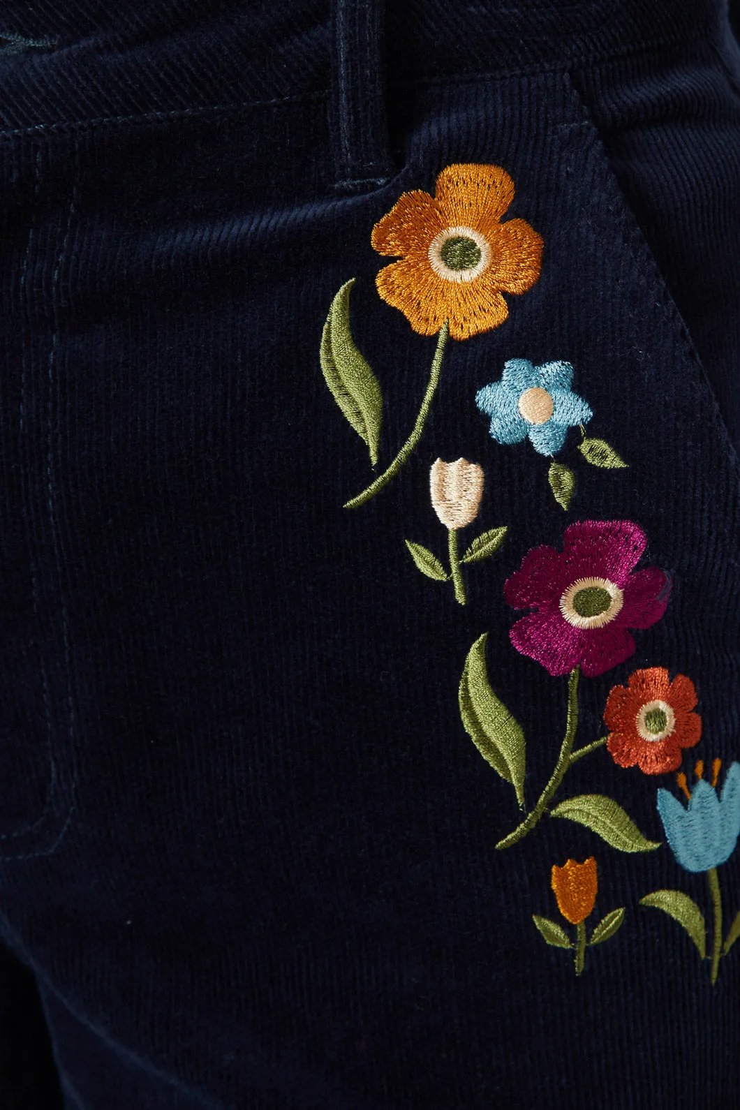 Ingrid Embroidered Corduroy Jeans