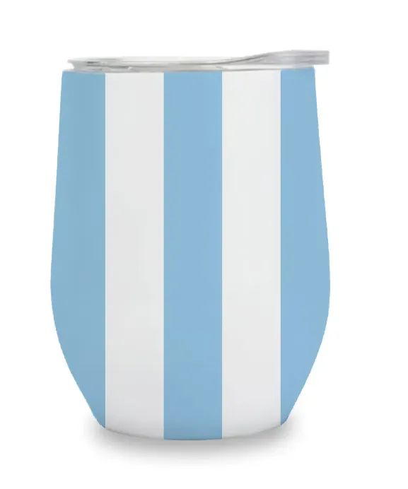 Insulated Wine Tumbler Cabana Stripe Blue/White