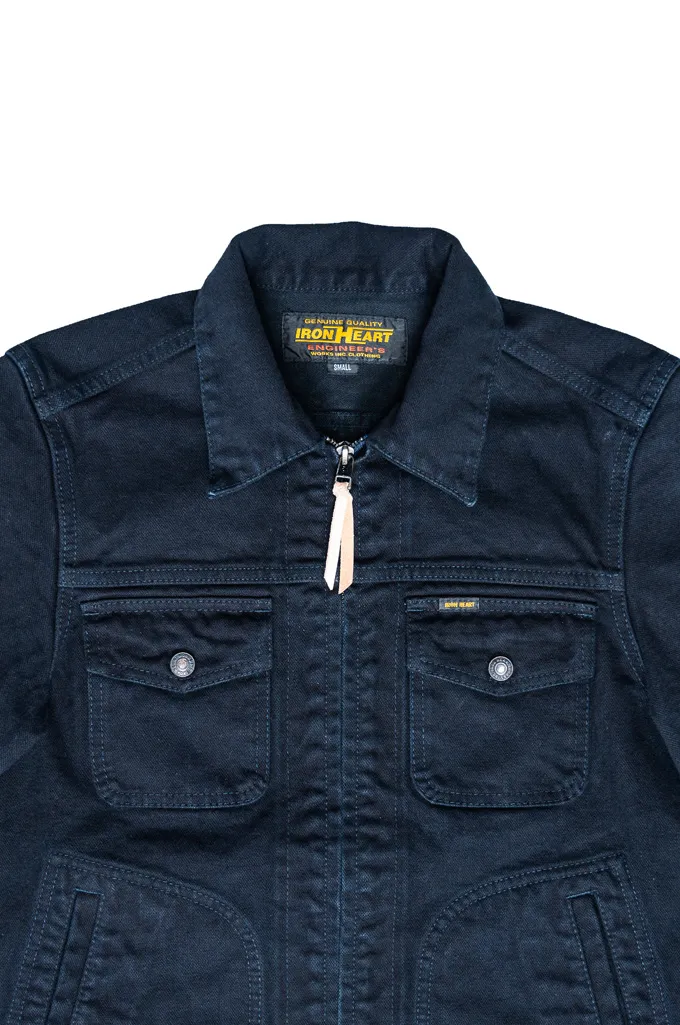 Iron Heart Work Jacket - IHJ-123-OD - 14oz Broken Twill Indigo Overdyed Black Denim