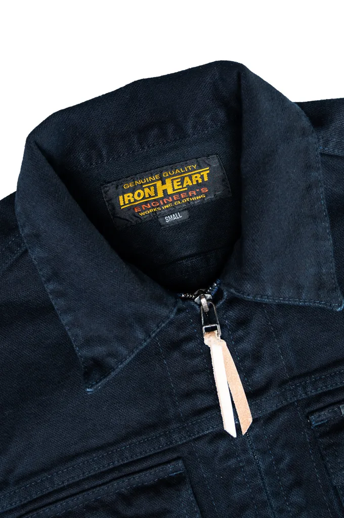 Iron Heart Work Jacket - IHJ-123-OD - 14oz Broken Twill Indigo Overdyed Black Denim