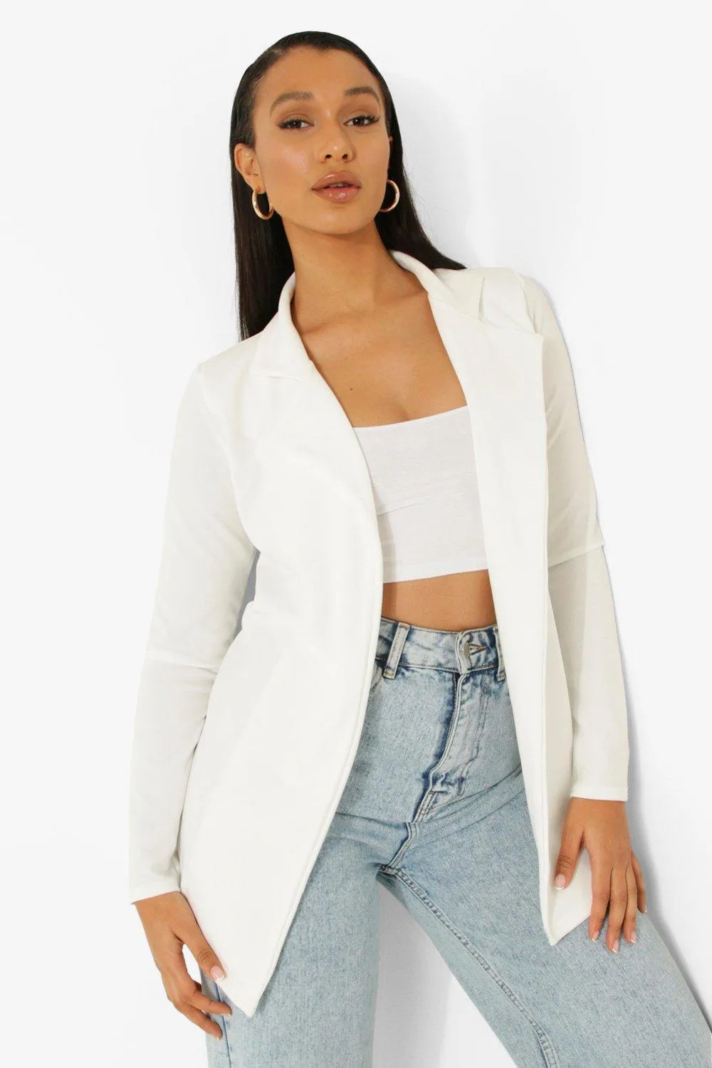 Ivory Longline Fitted Blazer