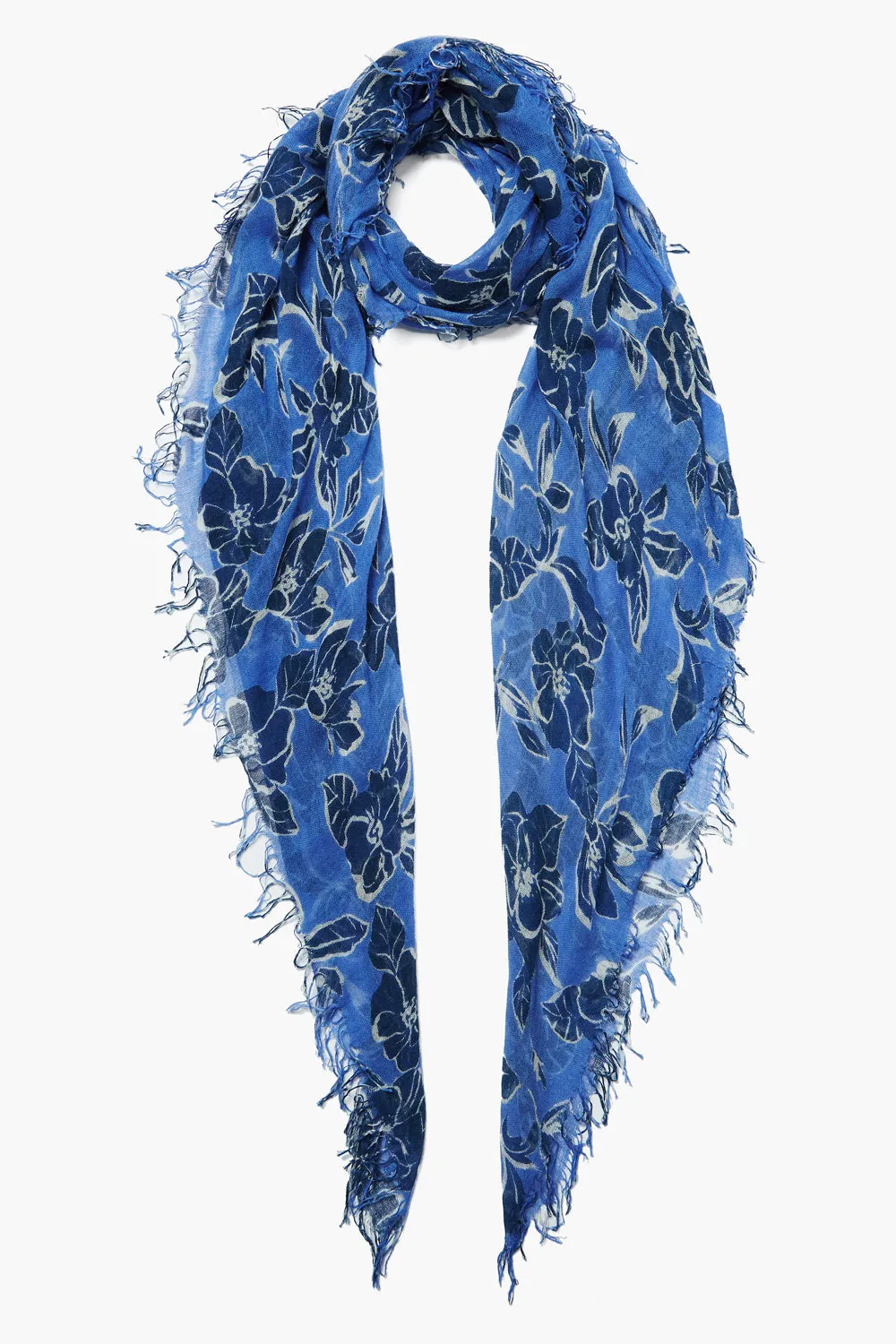 Jacaranda Print Cashmere Silk Scarf