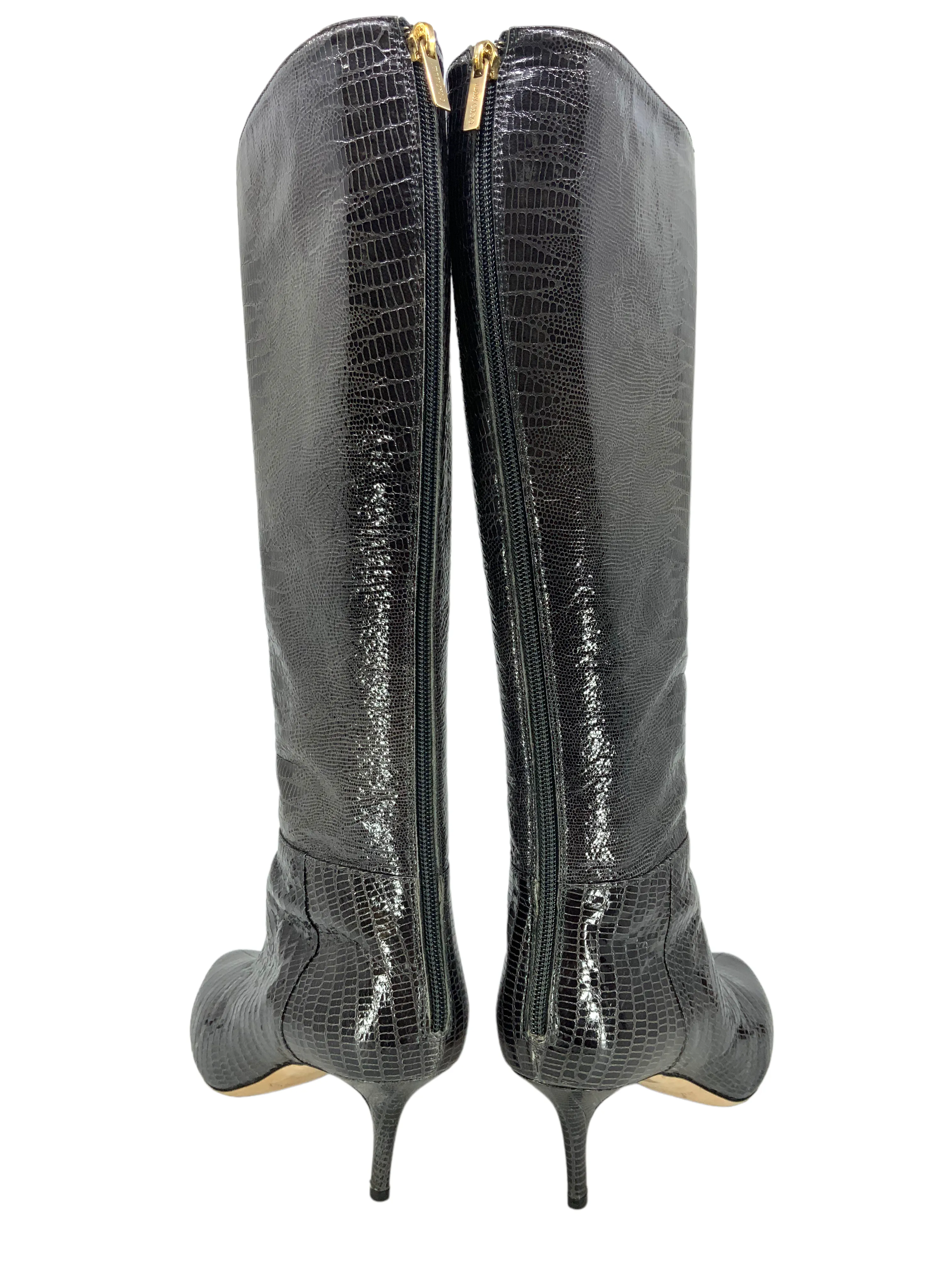 Jimmy Choo Snakeskin Knee-High Boots Size 11 Result: Jimmy Choo snakeskin knee-high boots in size 11.