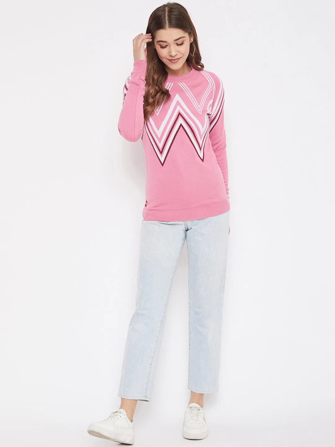 JUMP USA Women Pink Front-Open Sweater