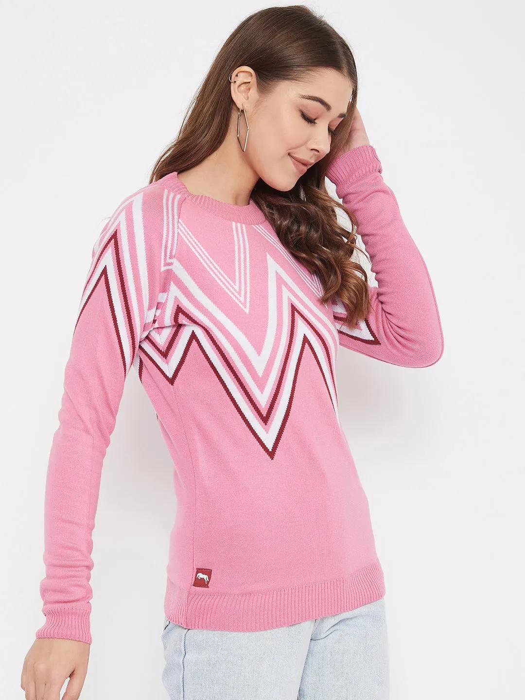 JUMP USA Women Pink Front-Open Sweater