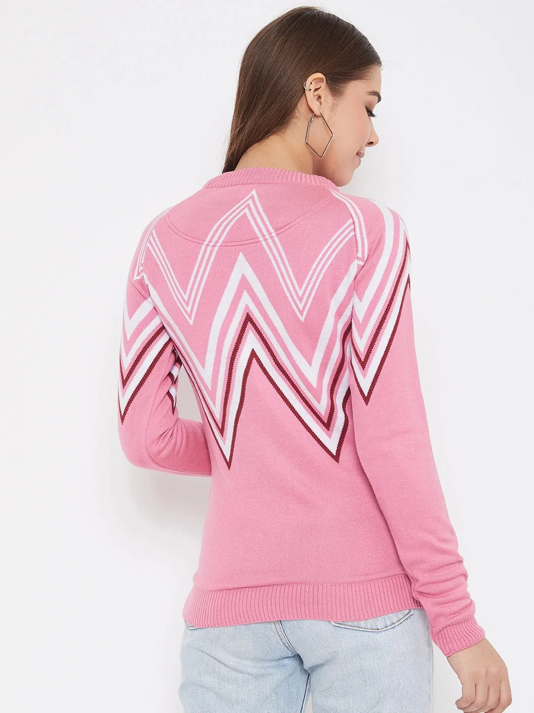 JUMP USA Women Pink Front-Open Sweater