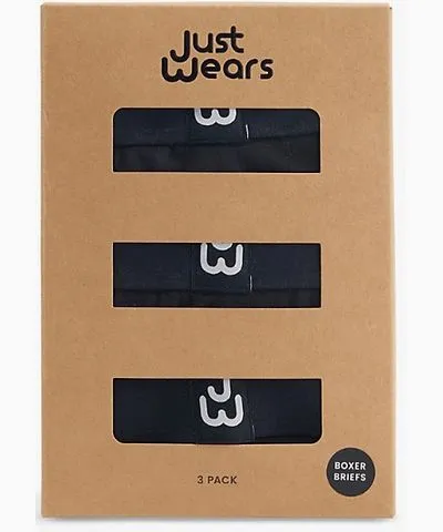 Justwears Mens Black Pack of three moisture-wicking stretch-jersey boxers