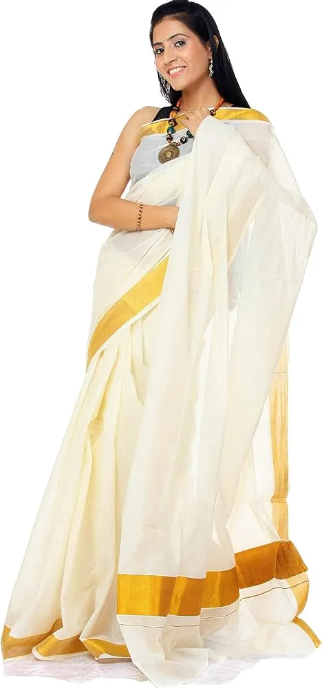 Kerala Onam Saree with Gold Border