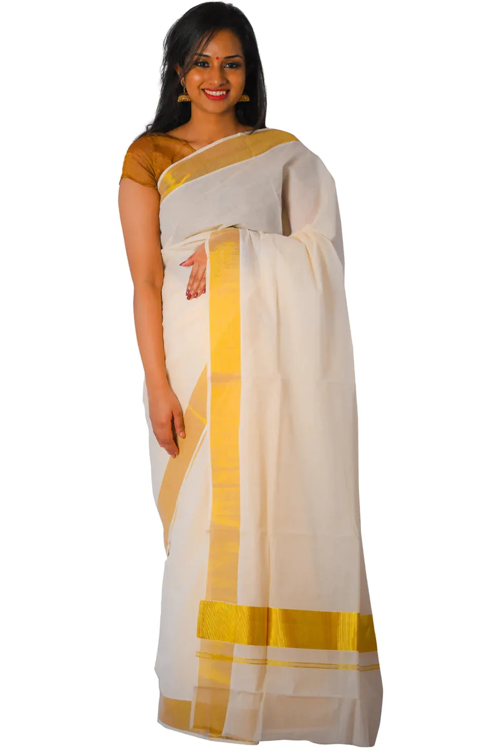 Kerala Onam Saree with Gold Border