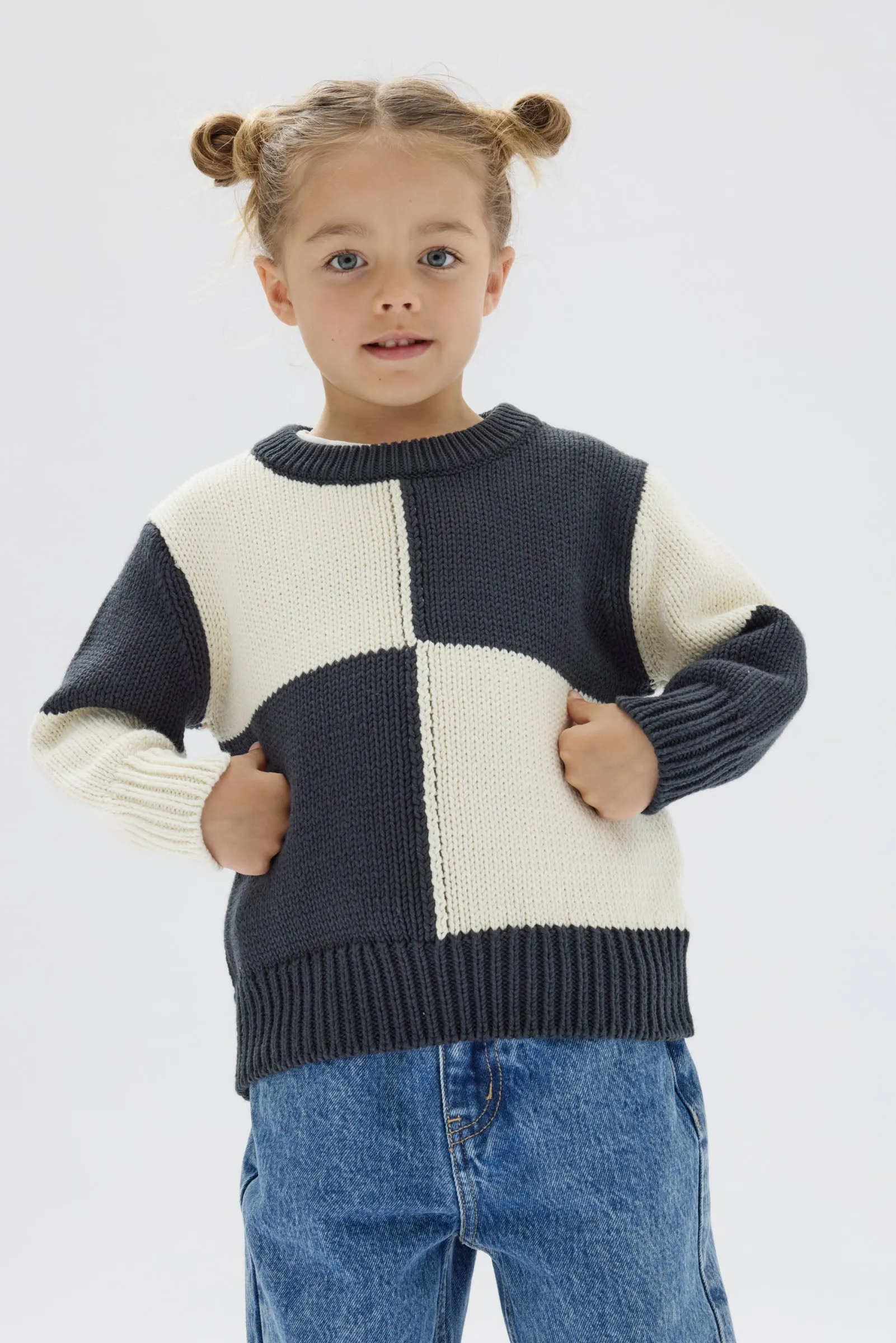 Kids Knit Checkered Pattern