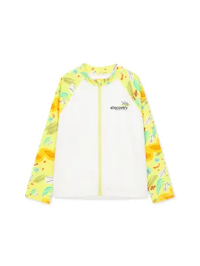 [KIDS] Pattern Zip-Up Rashguard Lime