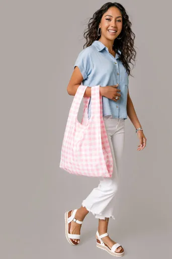 KIND BAG London Gingham Medium Recycled Reusable Tote